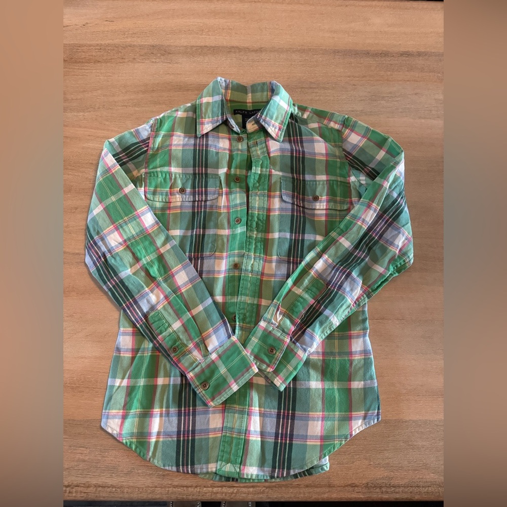 Ralph Lauren Womens Plaid Lightweight Flannel Shirt Size 6